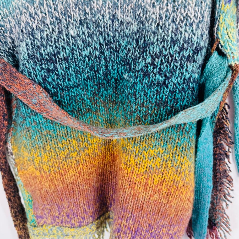 Anthropologie Multicolor Gradient Knit Cardigan - Teal, Yellow, Purple - Picture 6 of 10